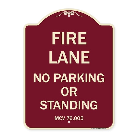 Signmission Michigan Fire Lane No Parking or Standing Heavy-Gauge Aluminum Sign, 24" x 18", BU-1824-23876 A-DES-BU-1824-23876